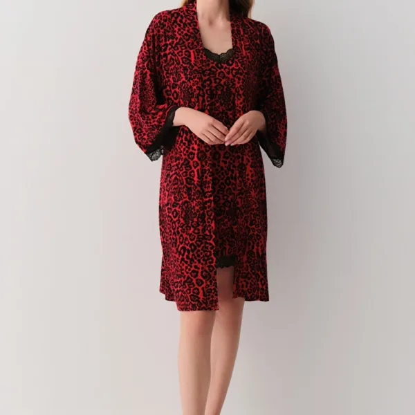 Red Print Splendid Morning Gown
