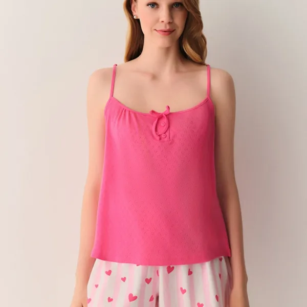 Pink Print Cherry Top-Short Set